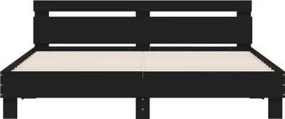 Produktbild von vidaXL Bettgestell mit Kopfteil und LED-Beleuchtung Schwarz 200x200 cm