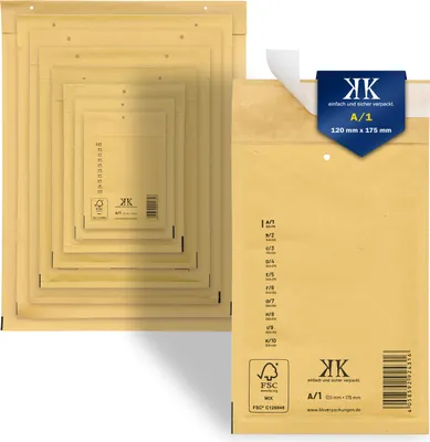 Produktbild von 200 Luftpolster-Versandtaschen A1 A/1 120x175mm (Außenmaß) DIN A6+ Braun
