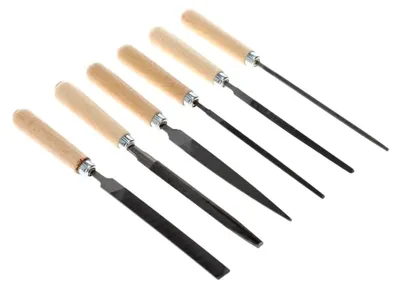 Produktbild von Schlüsselfeilensatz, Set für Metall, 6-tlg, Flachstumpf-, Dreikant-, Vierkant-, Halbrund-, Rundfeile, R93000006