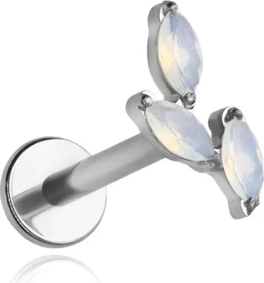 Produktbild von Chirurgischer Titan-Labret-Ohrring mit milchigem Zirkonia - Silber 1,2/6