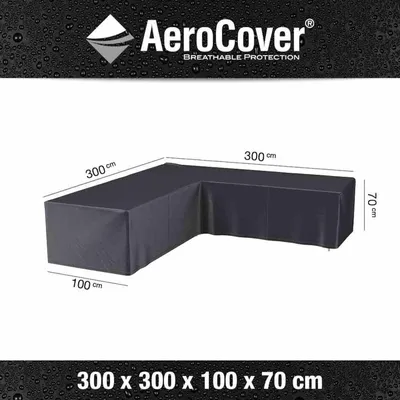 Produktbild von AeroCover Eck-Lounge-Hülle L-form 300x300x100x70cm, Patio sofa cover, Grau, Polyester, 1 Stück(e), 3 m