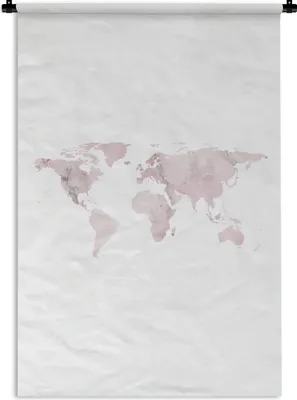 Produktbild von MuchoWow® Wandteppich Wandbehang Weltkarte - Marmor - Rosa 90x135 cm Tapisserie Dekoration Wandtuch - Baumwolle - Wandskulptur
