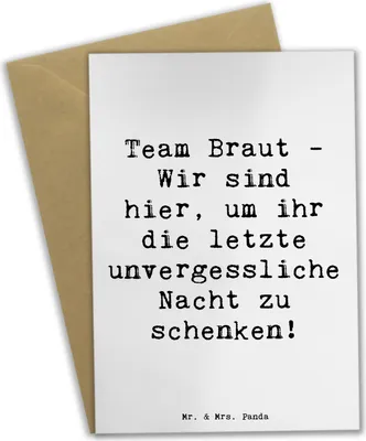 Produktbild von Mr. & Mrs. Panda Grußkarte Spruch Junggesellinnenabschied Team Braut - Weiß - Geschenk, Geschenke, glückwunschkarten, osterkarte, Dekoration, Party, Heirat, Heiraten
