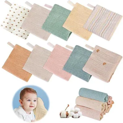 Obrázok produktu pre Flanelová súprava 10 mušelínových utierok na odgrgnutie 23 x 23 cm - flanelové vreckovky pre chlapcov a dievčatá Hydrofiele flanelové utierky