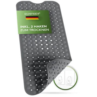 Produktbild von SilverRack Badewannenmatte 100x40 cm (Anthrazit) - Antirutschmatte Badewanne BPA frei für Kinder und Babys - Duschmatte schimmelresistent