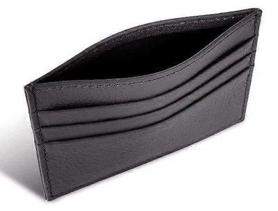 Produktbild von Schmale Kartenhalter aus Echtleder, Geldbörse, 6 Kartenfächer, Schwarz
