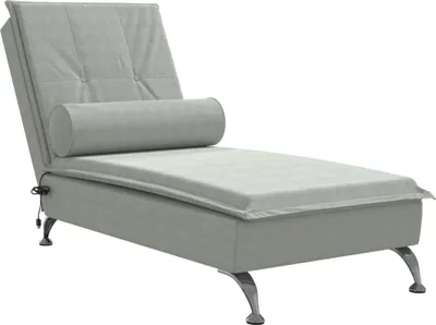 Immagine prodotto di Chaise Longue Massaggi Cuscino a Rullo Grigio Chiaro in Velluto