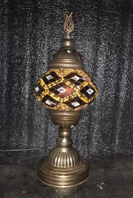 Obrázok produktu pre Ručne vyrobená turecká atmosférická lampa Hnedo-béžová mozaiková nočná lampa Orientálna rozprávková stolová lampa