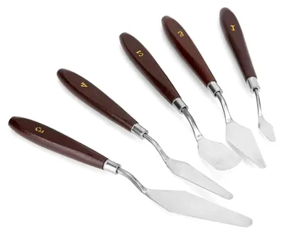 Produktbild von Stück Palettenmesser Malmesser Edelstahl Holzgriff Pigmentspachtel Palettenspachtel Ölgemälde Spachtel Ölgemälde Spachtel