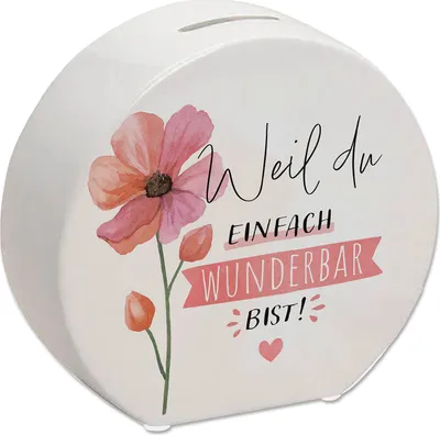 Produktbild von Blume Spardose mit Spruch Weil du einfach wunderbar bist