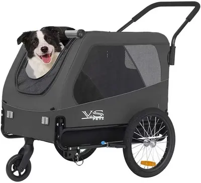 Produktbild von Pets L Hundeanhänger & Jogger 2-in-1 Hundebuggy, Fahrradanhänger Klappbar,groß ca. 250 Liter Volumen, für Hunde bis 35kg