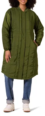 Zdjęcie produktu dla A. Damska, obszerna kurtka pikowana marki Essentials (dostępna w rozmiarach plus size), kolor: ciemny oliwkowy