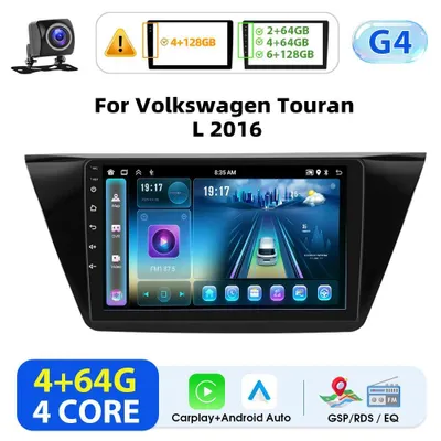 Obrázek produktu pro Pro VW Touran L 2016 – autorádio s Androidem ve formátu 2-DIN – dotykový displej 25,4 cm – bezdrátové CarPlay – 2 GB RAM + 64 GB ROM – GPS – zadní kamera – červená