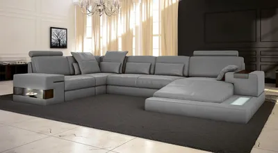 Produktbild von Ecksofa U Form Leder Polster Couch Design