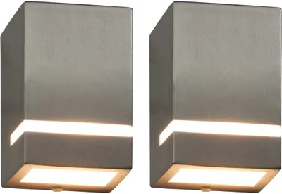 Produktbild von Außenwandleuchten 2 Stk. 35 W Silbern Rechteckig