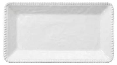 Produktbild von Rechteckiges Tablett aus weißem Melamin mit Kordelkante, 43,5 × 21 × 2,5 cm