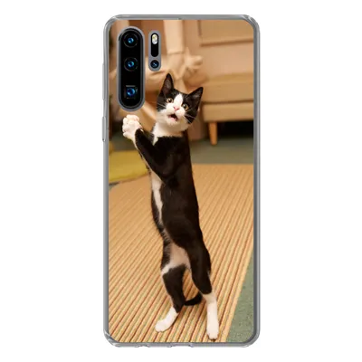 Produktbild von MuchoWow® Handyhülle Schutzhülle Hülle für Huawei P30 Pro Katze - Wohnzimmer - Schwarz Silikon Softcase Handy Hülle - Schutzdeckel