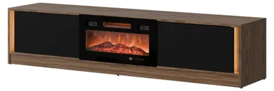 Productafbeelding van Furniture24 TV-kast Mizu - Dressoir 180 cm met elektrische haard - Notenhout / Zwart