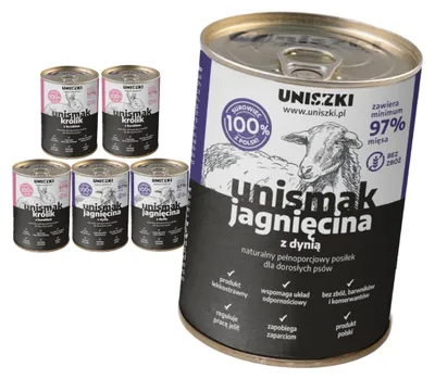 Produktbild von Uniszki Unismak Mix of Flavors 6x400g getreidefreies Nassfutter für Hunde Lamm mit Kürbis und Kaninchen mit Roter Bete