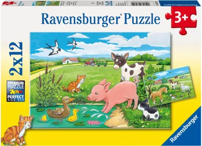 Produktbild von 2 x 12 Teile Ravensburger Kinder Puzzle Tierkinder auf dem Land 07582