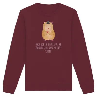 Produktbild von Mr. & Mrs. Panda Bio Baumwoll Pullover Hamster Hut Größe XS - Burgundy - Geschenk, Nachhaltiger, Pulli, Sweatshirt, Lustige Sprüche, Sweater, Zauberer, Zylinder, Magier