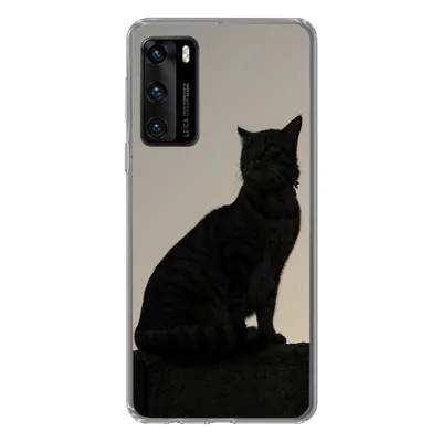Produktbild von MuchoWow® Handyhülle Schutzhülle Hülle für Huawei P40 Katze - Dunkelheit - Zaun Silikon Softcase Handy Hülle - Handytasche