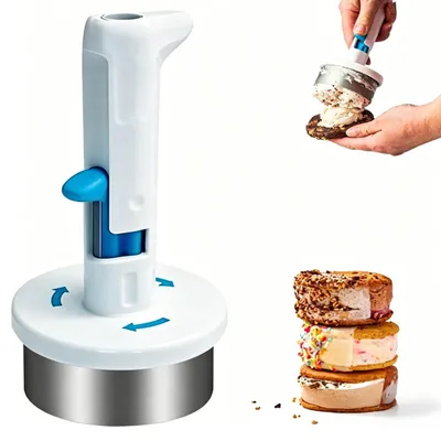 Produktbild von Eisportionierer Edelstahl Ice Cream Sandwich Maker 8,5x16,5cm mit Auslöser Einhand Eisportionierer für Dessert Küche Haushalt