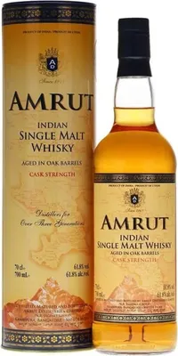 Image de Amrut PEATED Indian Single Malt Whisky CASK STRENGTH 62,8% Vol. 0,7l in Tinbox