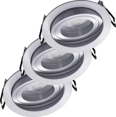 Produktbild von 3er Set Oktaplex Einbaustrahler rund Alu schwenkbar inkl. LED Modul 3.000K warmweiß - Deckenspot Aluminium gebürstet
