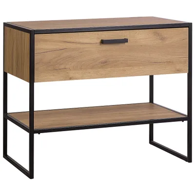 Produktbild von Waschbeckenunterschrank Industrial-Design MANHATTAN-56 in Gold Craft Oak/schwarz B/H/T ca. 90/75/50cm