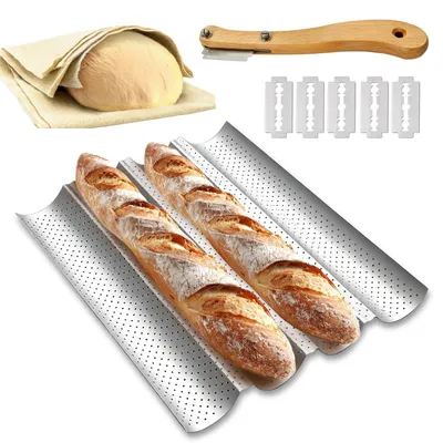 Baguette-Backform für 4 Baguettes, 38 x 33 cm, Antihaftbeschichtung
