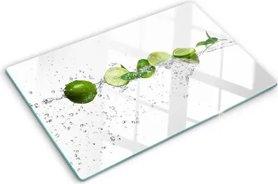 Produktbild von Tulup Glas Herdabdeckplatte - 80x52 cm - Glaskeramikkochfeld-Abdeckung Spritzschutz Glasabdeckplatte - Einteilig - Essen & Getränke - Limette und Wasser - Grün