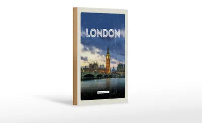 Produktbild von Holzschild Reise 12x18 cm London United Kingdom Dekoration