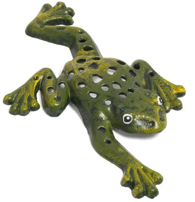 Image de Moritz Frosch, figurine de grenouille en fonte, 22 cm - position allongée, vert, peinte à la main. Figurine de grenouille, objet de décoration pour jardin, résistant aux intempéries et au gel, idéal pour la décoration de jardin, de bassin ou d'extérieur