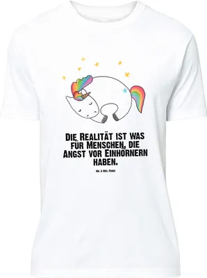 Produktbild von Mr. & Mrs. Panda Größe L T-Shirt Einhorn Nacht - Weiß - Geschenk, Freundin, Shirt, Einhörner, mit Spruch, Tshirt, Menschen, Unicorn