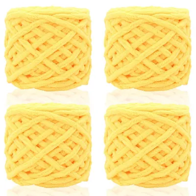 Immagine prodotto di Lana chenille per uncinetto e maglia, filato spesso, morbido e voluminoso, 4 gomitoli da 100g, colore giallo