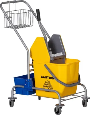 Obrázek produktu pro Úklidový vozík s ždímačkou, objem 25 l, 4 kolečka, žlutý