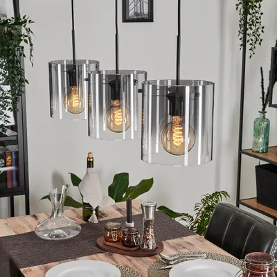 Produktbild von Ayman Hängelampe aus Metall/Glas in Schwarz/Rauchfarben/Klar