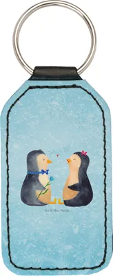 Produktbild von Mr. & Mrs. Panda schlüssel anhänger Pinguin Pärchen - Eisblau - Geschenk, Schlüsselanhänger Mit Spruch, Verknallt, Taschenanhänger, Hochzeit, Hochzeitstag, schlüsselbund