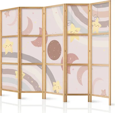 Obrázek produktu pro Japonský paraván pro děti 225x172 cm 5dílný béžový