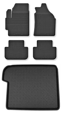 Productafbeelding van Rubberen automatten + kofferbakmat voor Subaru B9 Tribeca vanaf 2005 – 5-delig, zwart, op maat – Wielganizator Semi-Universal