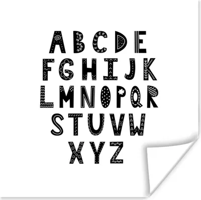 Produktbild von MuchoWow® Poster Illustration des Alphabets dekoriert Buchstaben vor einem weißen Hintergrund 75x75 cm - Wand Dekoration