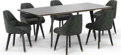 Obrázek produktu pro Vicco Jídelní set Goldamo, 200 x 90 cm se 6 židlemi, Černá/Zlatá
