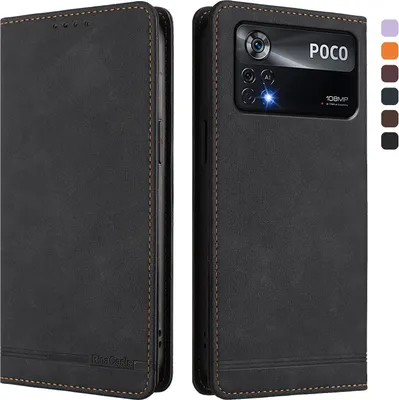 Obrázek produktu pro Pouzdro pro Xiaomi Poco X4 Pro 5G, retroPolyuretankožené flip pouzdro s stojánkem a přihrádkami na karty Černý