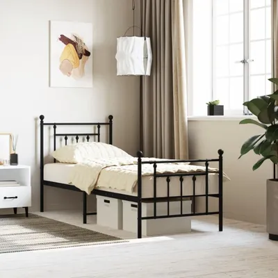 Produktbild von Maison Exclusive - Bettgestell mit Kopf- und Fußteil Metall Schwarz 75x190 cm
