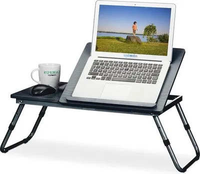 Produktbild von Famanu Laptop-Tisch für das Bett - 42x75x34,5 cm - höhenverstellbar - klappbar - schwarz