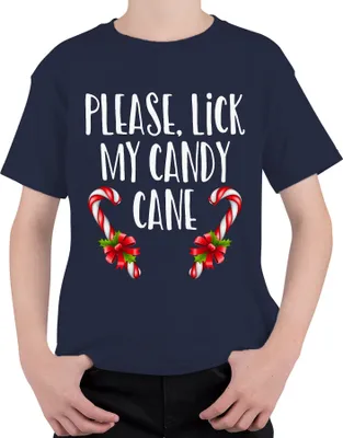 Produktbild von Please Lick My Candy Cane Zuckerstange - Weihnachten Weihnachtsgeschenk Christmas Uni Kinder T-Shirt, Navy, 128