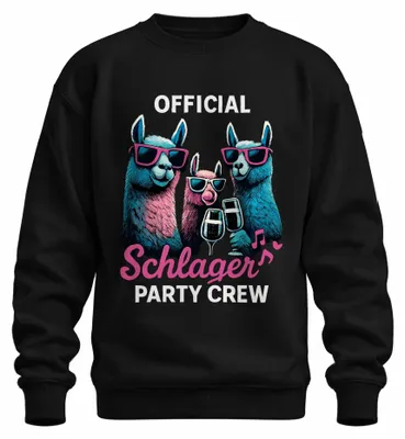 Produktbild von Schlager Party Crew Offiziell Alpaka Lama Prosecco Musik Sweatshirt Pullover, Schwarz, L