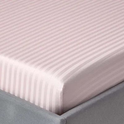 Immagine prodotto di Lenzuolo con angoli HOMESCAPES in damasco – lilla, 100% cotone egiziano, 90 x 190 cm