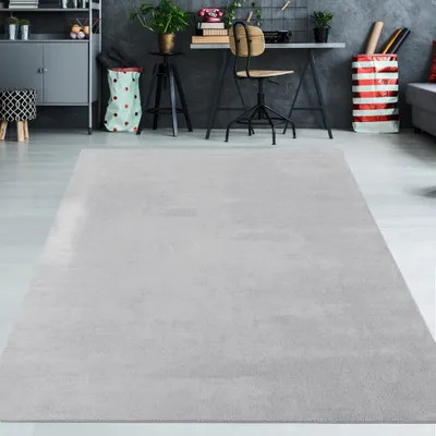 Produktbild von Teppich silber weich dekorativ pflegeleicht mit glänzendem Akzent Größe - 120 x 160 cm